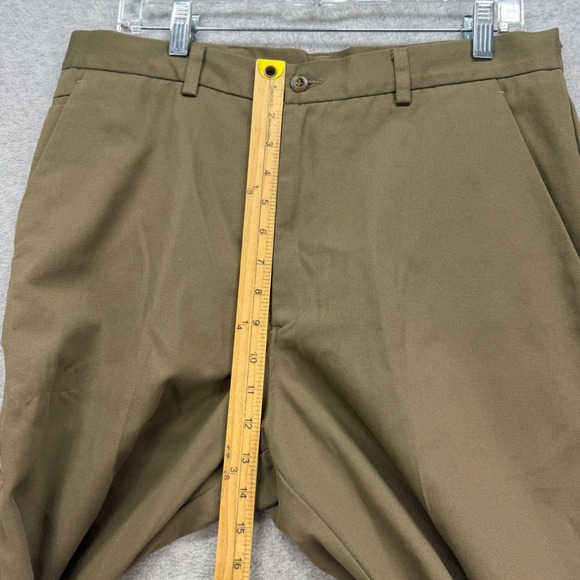 Haggar Chino Pants Mens 34x29 Mocha Brown Khakis Forever New Plain Front Chinos - Picture 6 of 13